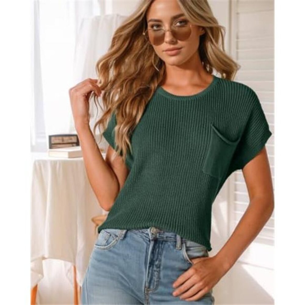 Women's Casual Short Sleeve Loose Tunic Tops Lightweight Knit Spring - Picture 2 of 6